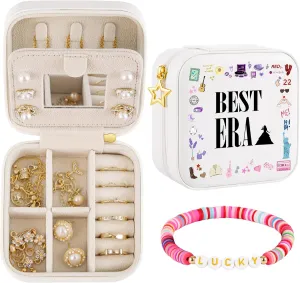 Travel Jewelry Case, Small Jewelry Box with Friendship Bracelet, Taylor Merch Gift for Girls Daughter Sister Friends, Graduation Birthday Gift, Eras