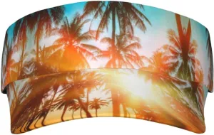 Tropical Island Palm Tree Sport Sun Visor Adjustable Summer Cap Visor Caps for Women Men Travel