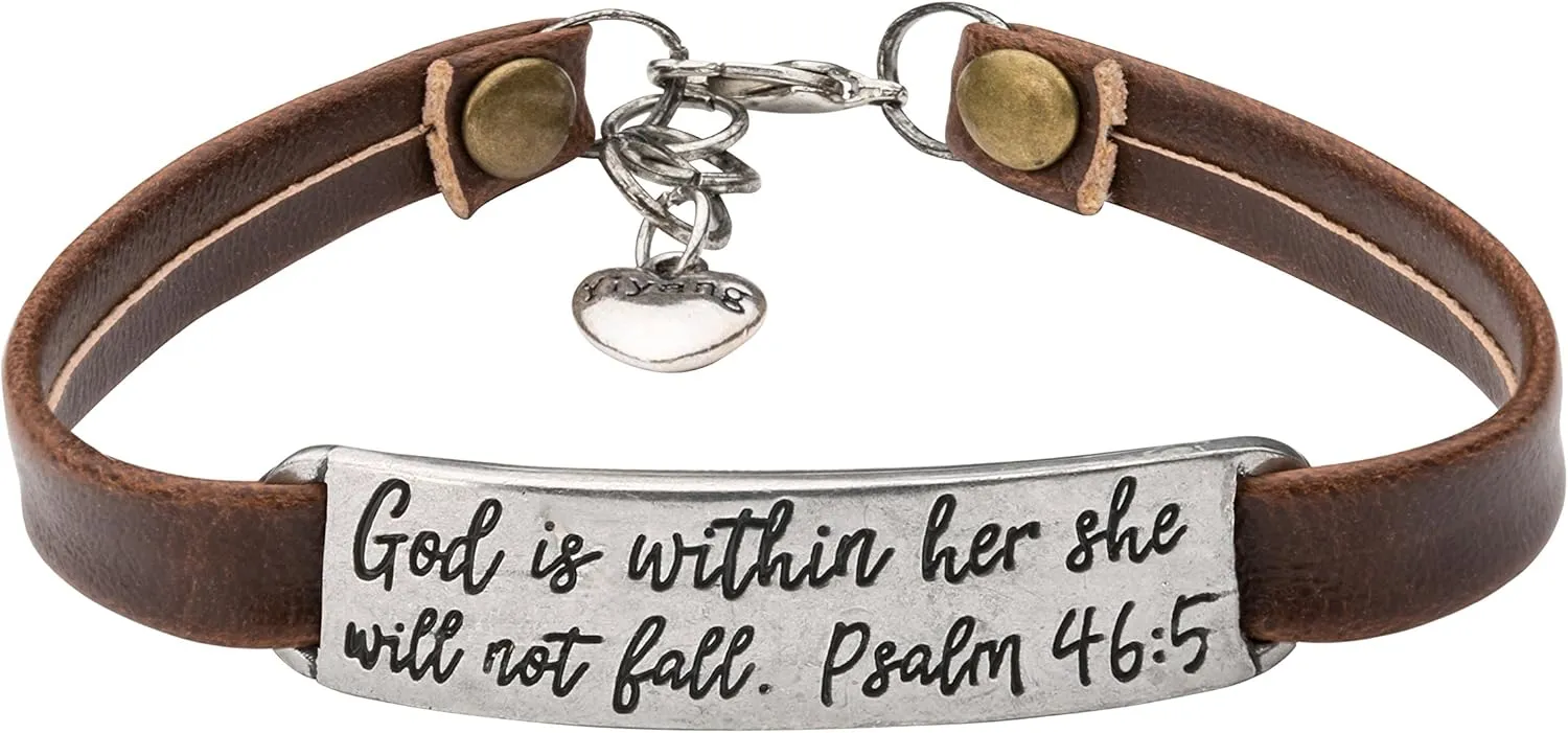 UNQJRY Leather Bracelet for Women Teens Christian Engraved Ornament Jewelry Gift Inspirational Vintage Stretch Religion Bible Verse Christmas Gifts
