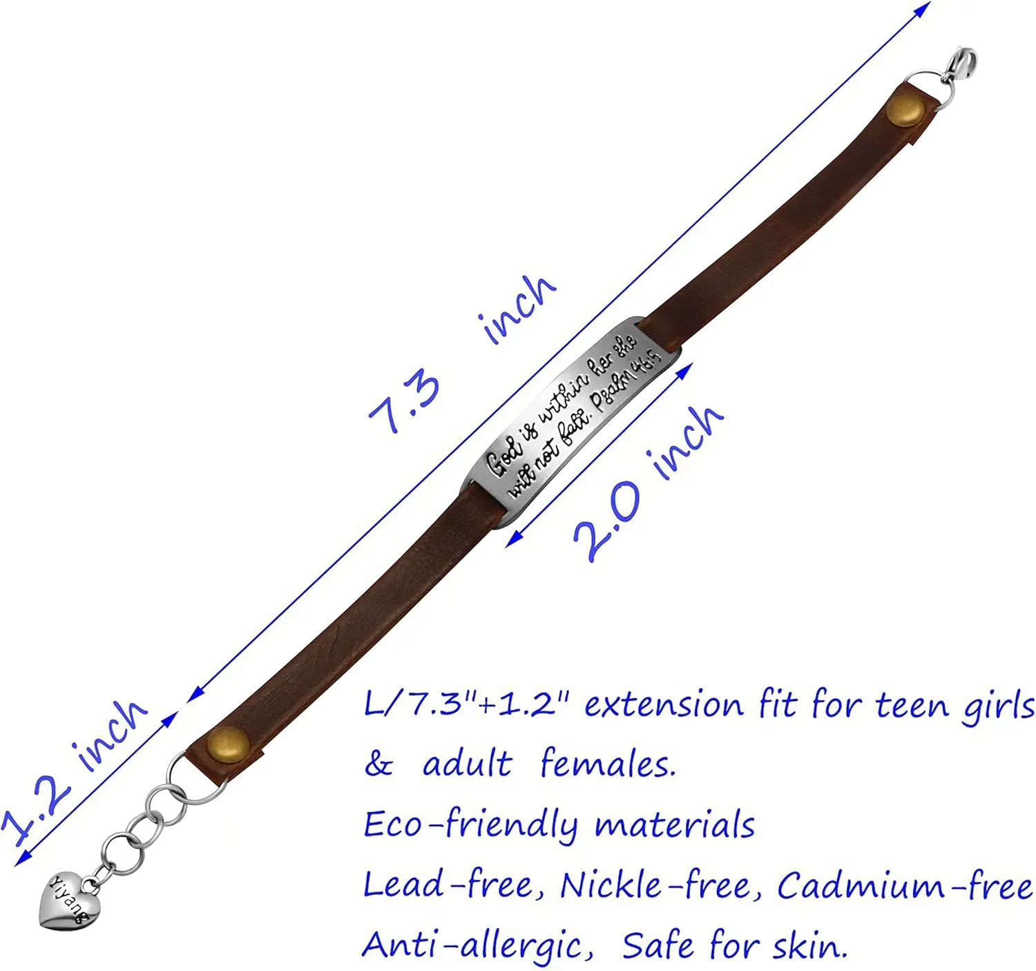 UNQJRY Leather Bracelet for Women Teens Christian Engraved Ornament Jewelry Gift Inspirational Vintage Stretch Religion Bible Verse Christmas Gifts