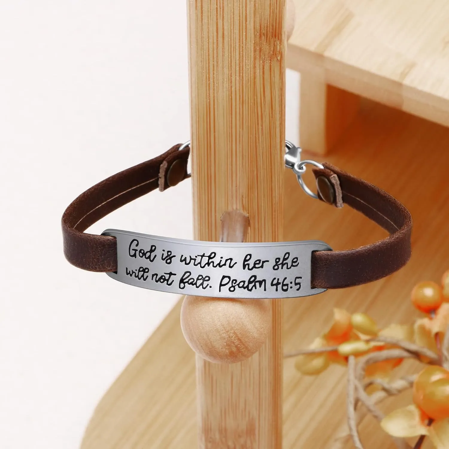 UNQJRY Leather Bracelet for Women Teens Christian Engraved Ornament Jewelry Gift Inspirational Vintage Stretch Religion Bible Verse Christmas Gifts