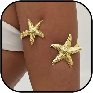 Upper Arm Bracelet Cuff Jewelry for Women Gold Arm Cuff Adjustable Flower Starfish Armband Statement Party Jewelry