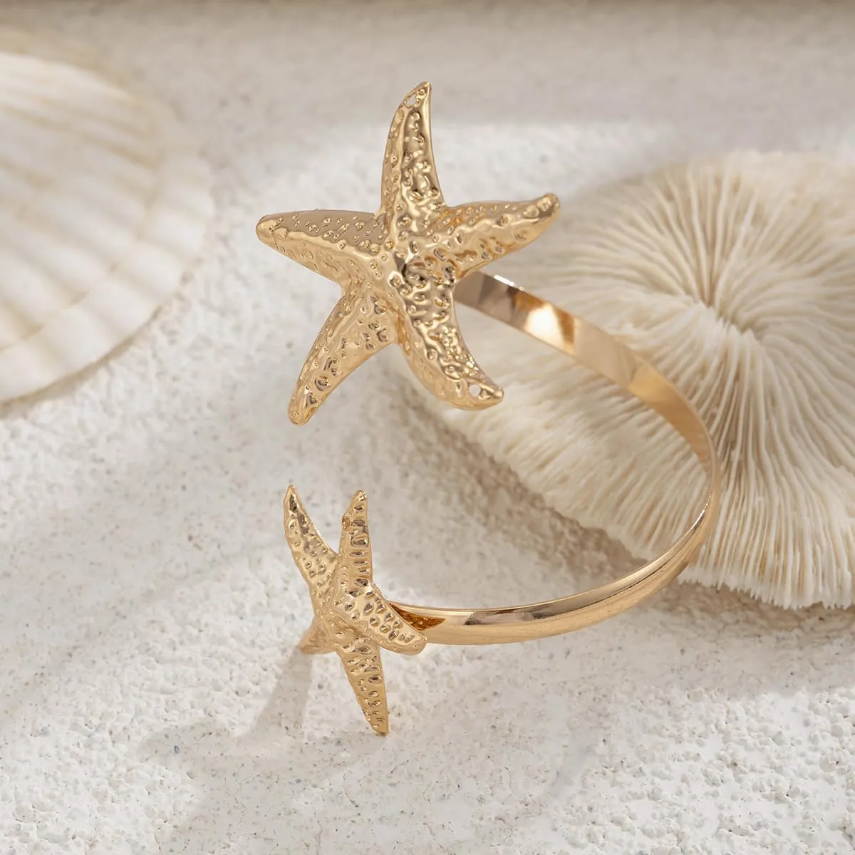 Upper Arm Bracelet Cuff Jewelry for Women Gold Arm Cuff Adjustable Flower Starfish Armband Statement Party Jewelry