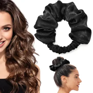 Velvet Heatless Curling Scrunchie, No Heat Curls for Long Hair, Soft Sleep-in Hair Roller (Black, 1 Count)