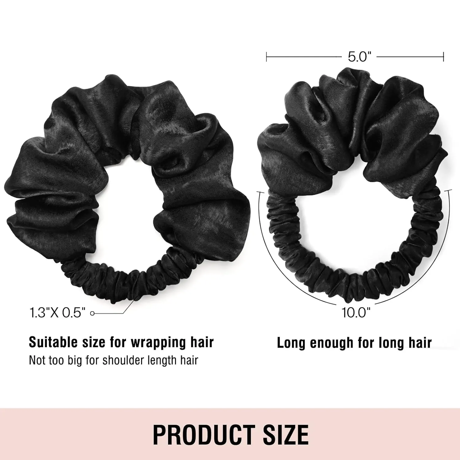 Velvet Heatless Curling Scrunchie, No Heat Curls for Long Hair, Soft Sleep-in Hair Roller (Black, 1 Count)