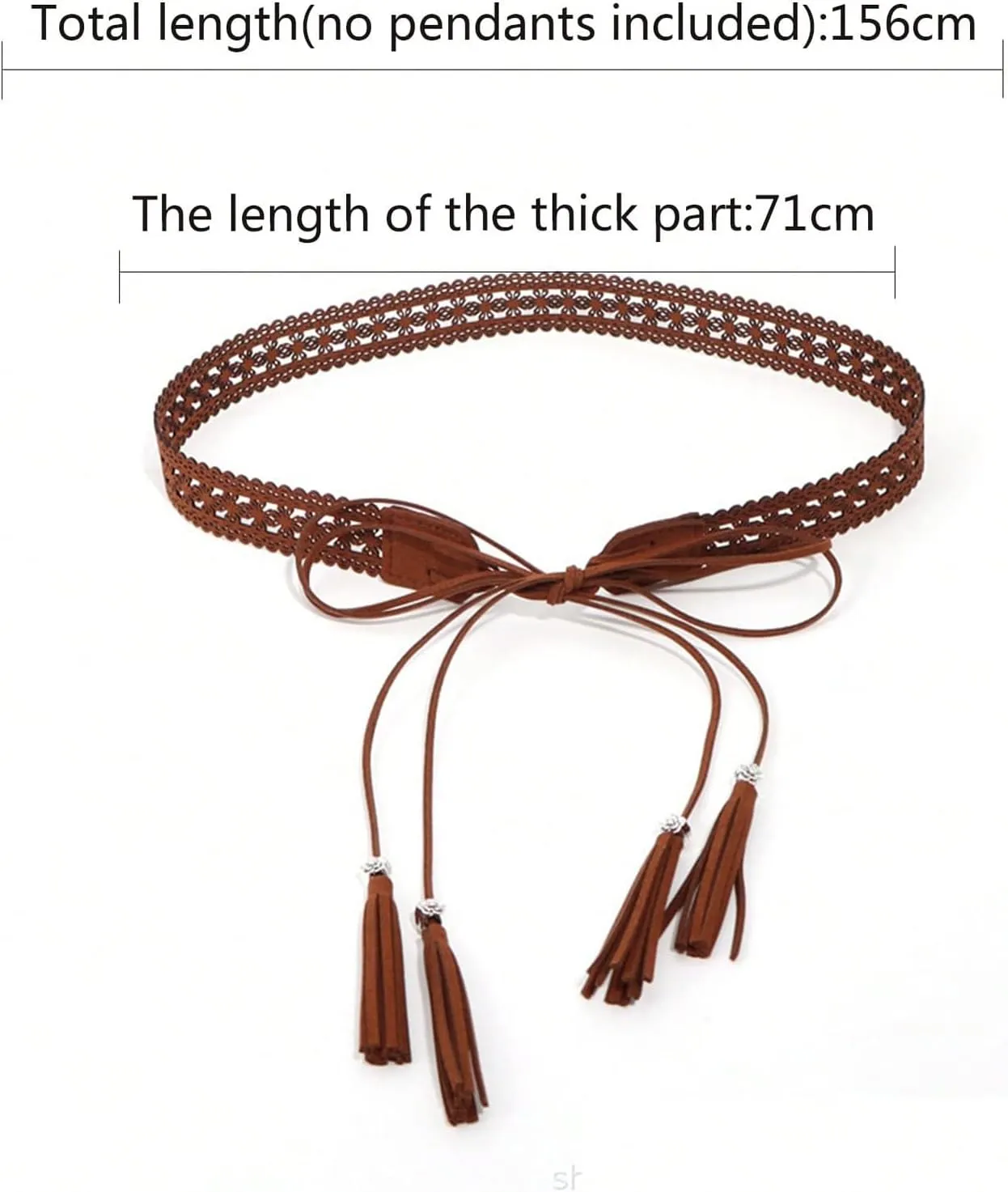 Verdusa Women's Boho Tie Waist Belt Tassel Hollow Out Leather Belts