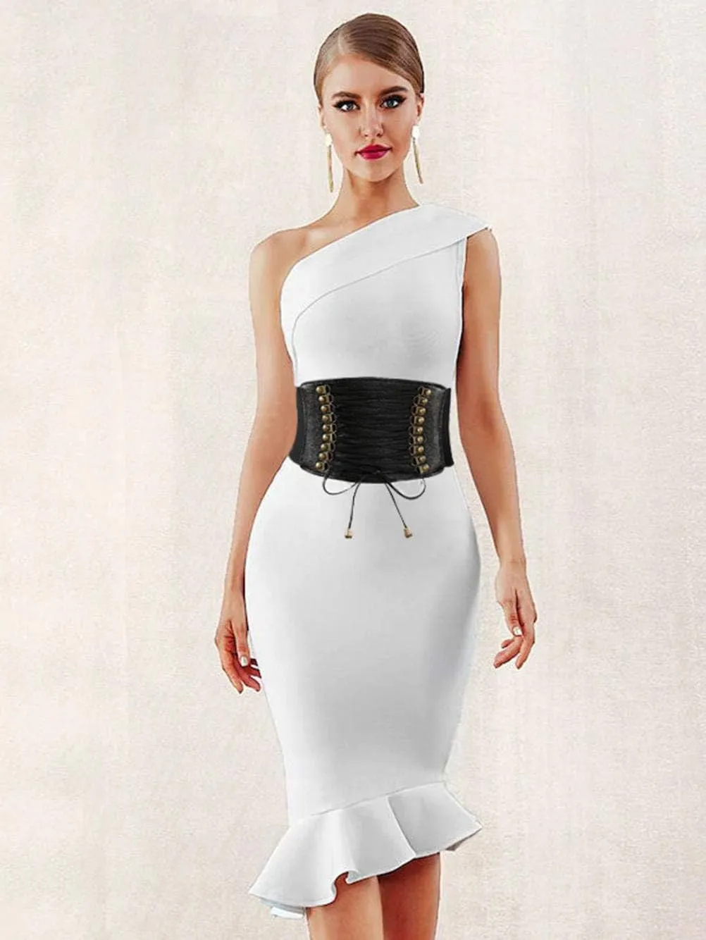 VOCHIC Womens PU Leather Belt High Waist Cincher Belt Corsets for Waist Training Wide Belt