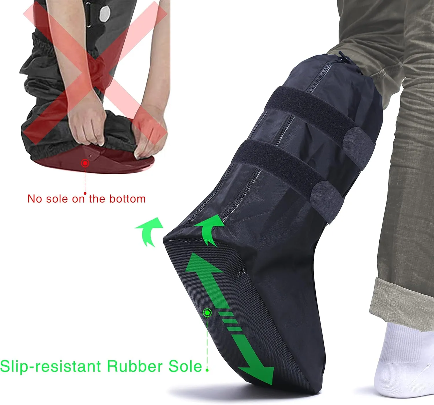 Walking Boot Cover Medical Cast Fracture Orthopedic Brace Leg Foot Support with Sole High Tall Black XL