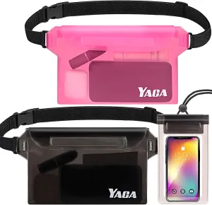 Waterproof Fanny Pack, 2PCS Touchscreen Sensitive Waterproof Phone Pouch, Dry Bag with Adjustable Waist Strap, Water Proof Pouch For Kayaking, Swimming, Boating, Floating, Perfect Beach Essentials