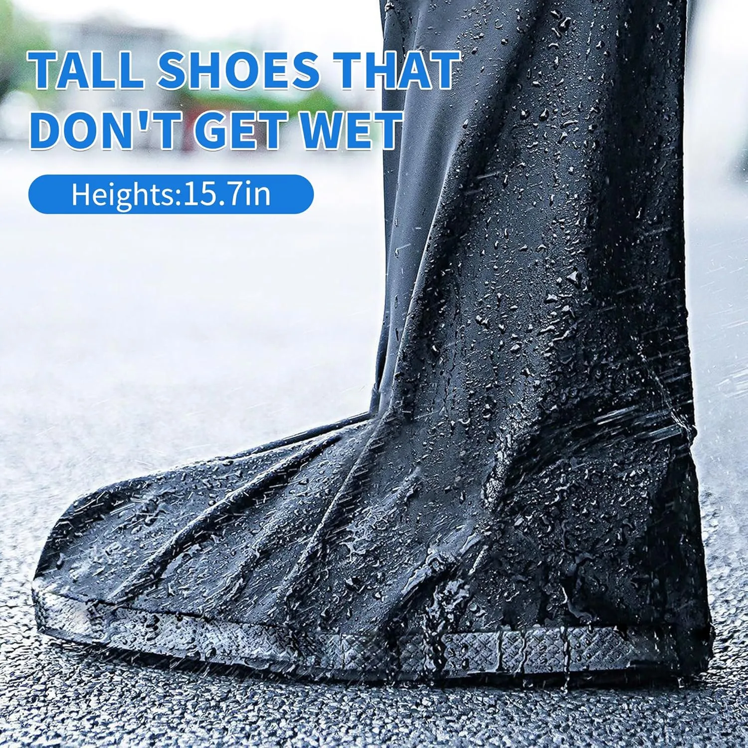 Waterproof Rain Shoe Cover Reusable Non-Slip Rainproof Boot Covers with Zipper Slip Resistance Overshoes Rain Mud Snow Shoe Protector Covers Hiking Climbing Camping Outdoor Sports Travel