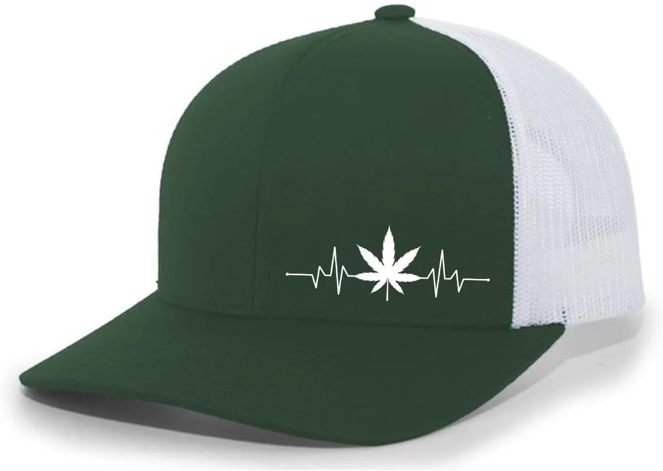 Weed Heartbeat Marijuana Cannabis Men's Mesh Back Trucker Hat Baseball Cap
