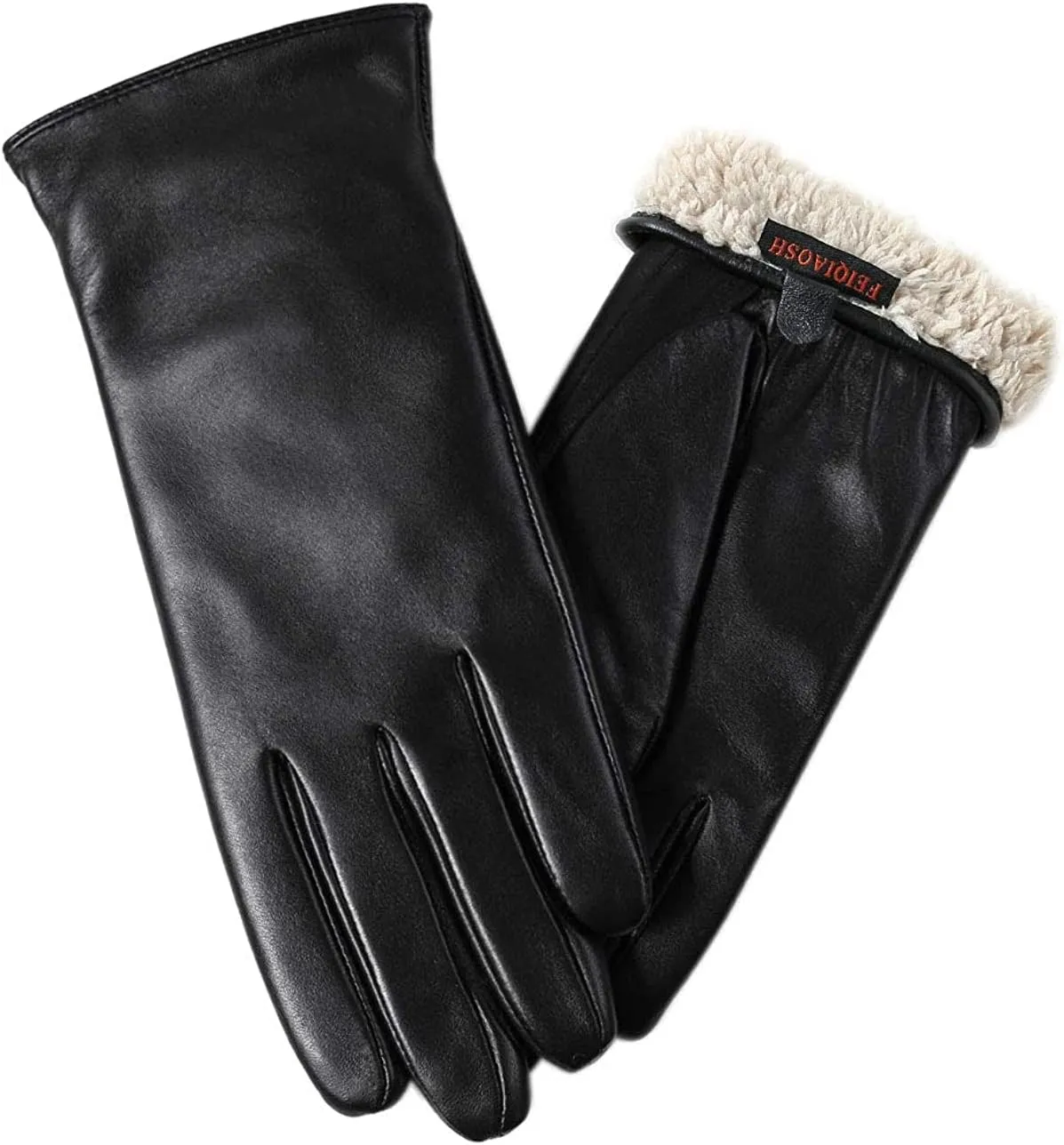 Winter Leather Gloves for Women, Premium Sheepskin Warm Gloves for Cold Weather, Fleece Lining Touch Screen Glove