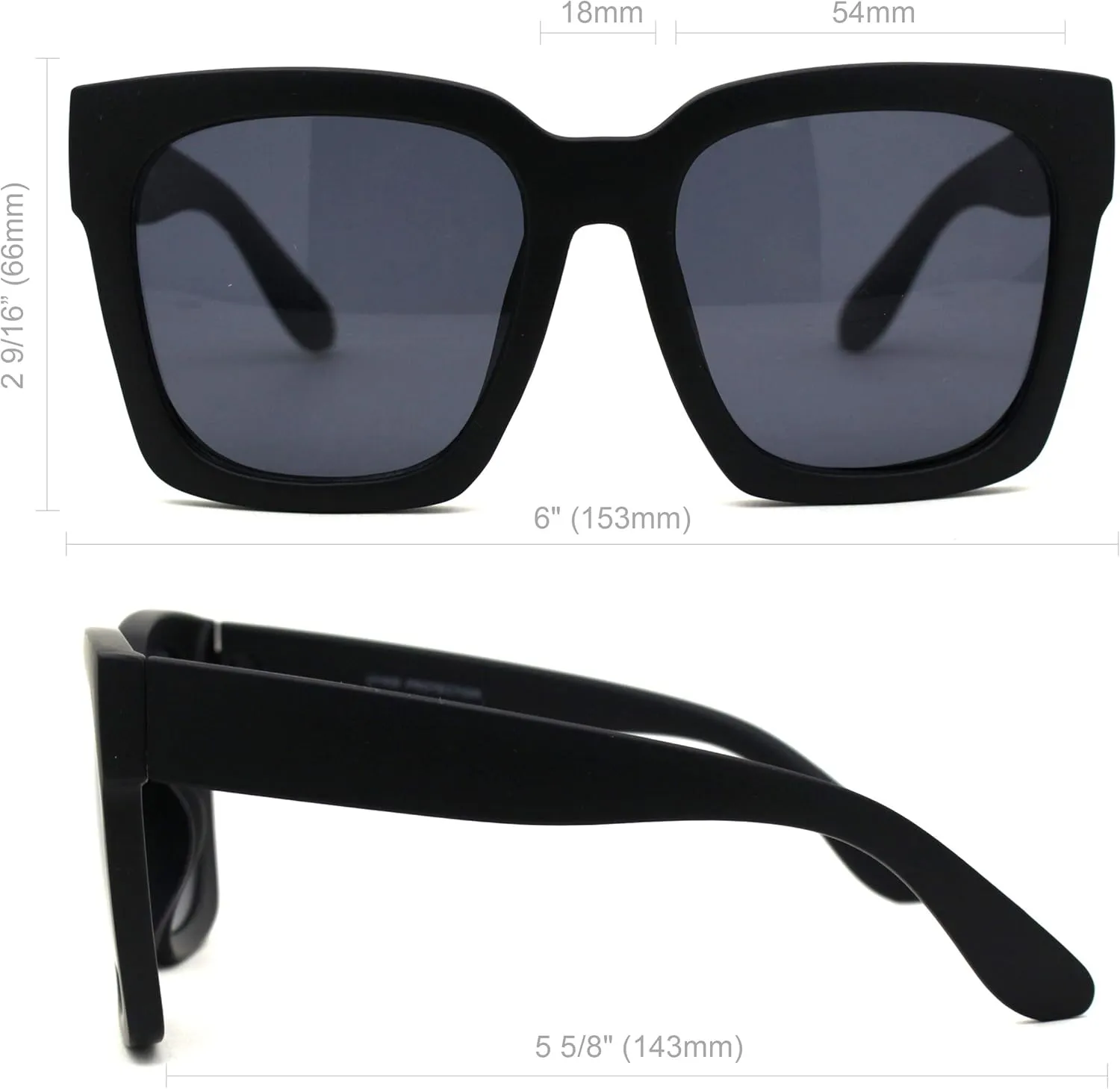 Womens Boyfriend Style XXL Oversize Horned Rim Thick Plastic Sunglasses