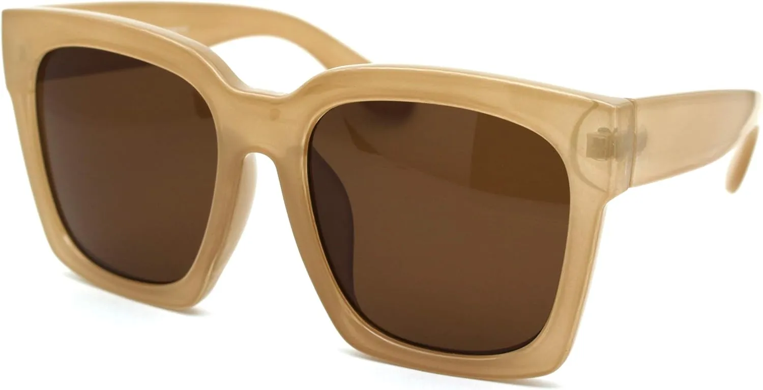 Womens Boyfriend Style XXL Oversize Horned Rim Thick Plastic Sunglasses