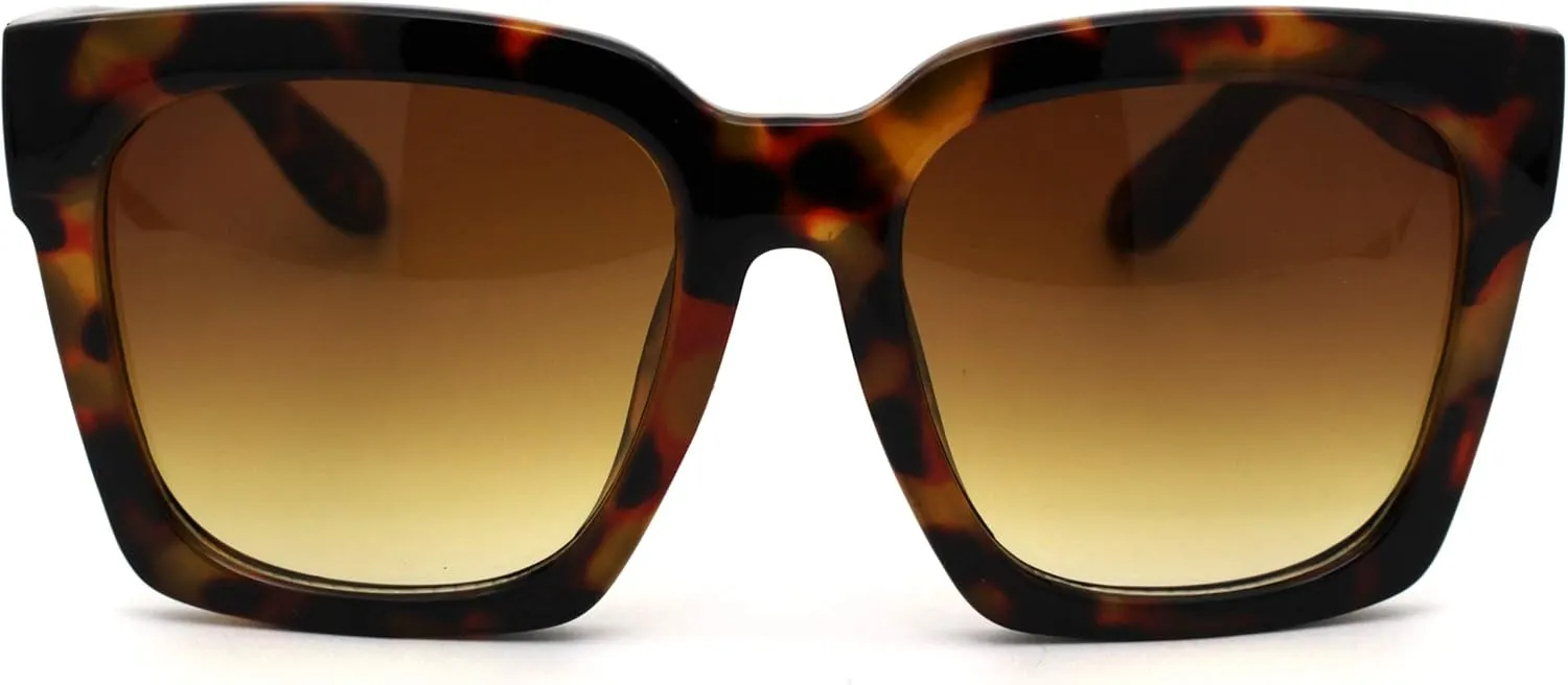 Womens Boyfriend Style XXL Oversize Horned Rim Thick Plastic Sunglasses