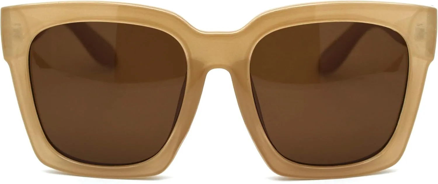 Womens Boyfriend Style XXL Oversize Horned Rim Thick Plastic Sunglasses