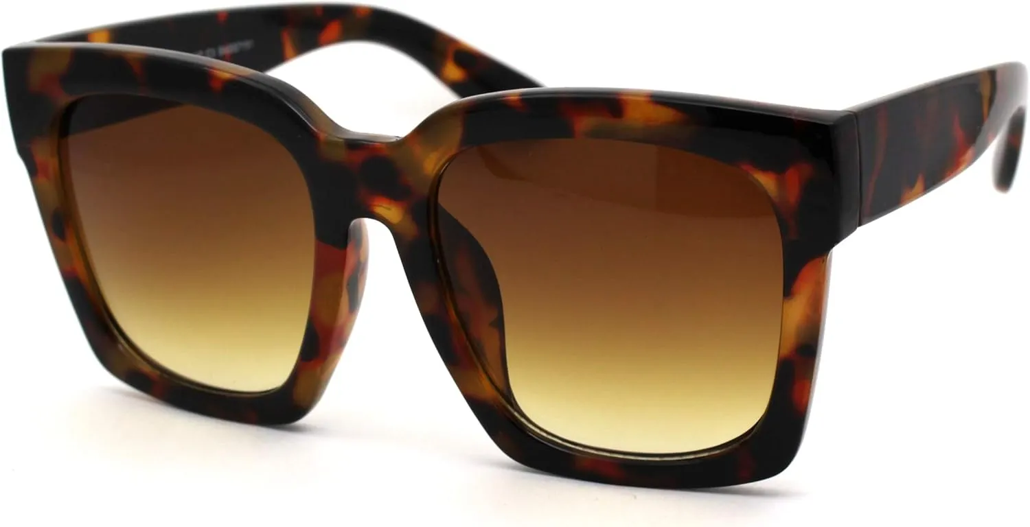 Womens Boyfriend Style XXL Oversize Horned Rim Thick Plastic Sunglasses