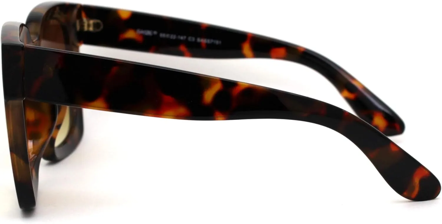 Womens Boyfriend Style XXL Oversize Horned Rim Thick Plastic Sunglasses