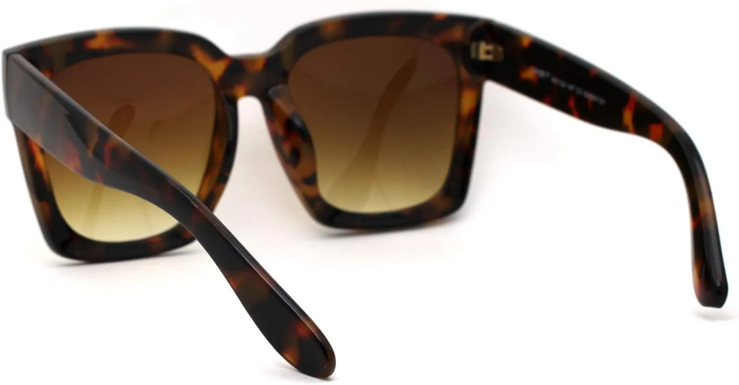 Womens Boyfriend Style XXL Oversize Horned Rim Thick Plastic Sunglasses
