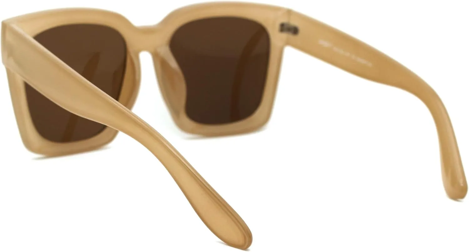 Womens Boyfriend Style XXL Oversize Horned Rim Thick Plastic Sunglasses
