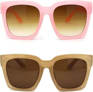 Womens Boyfriend Style XXL Oversize Horned Rim Thick Plastic Sunglasses
