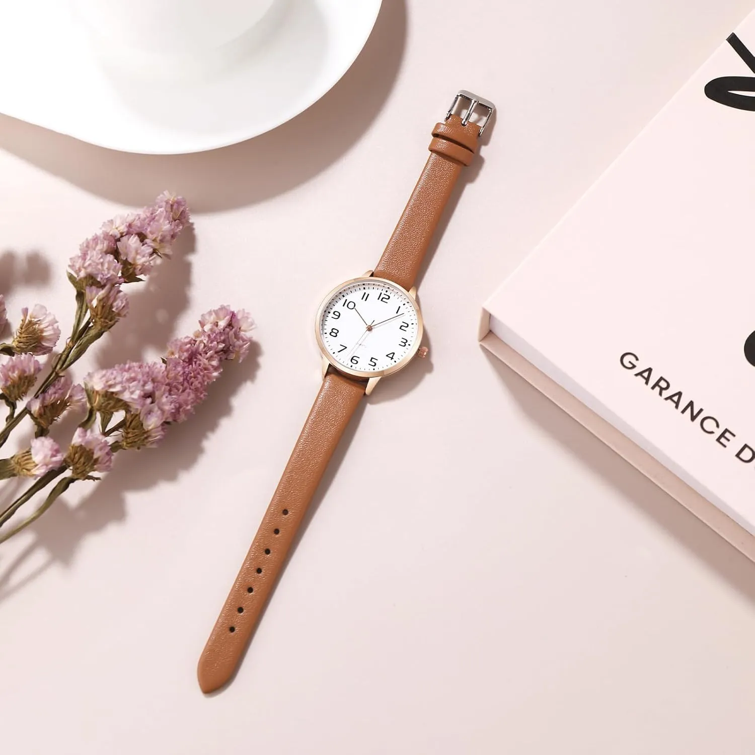 Women's Dainty Analog Leather Dress Watch for Small Wrists, Ladies Waterproof Watches for Women, Reloj para Mujer