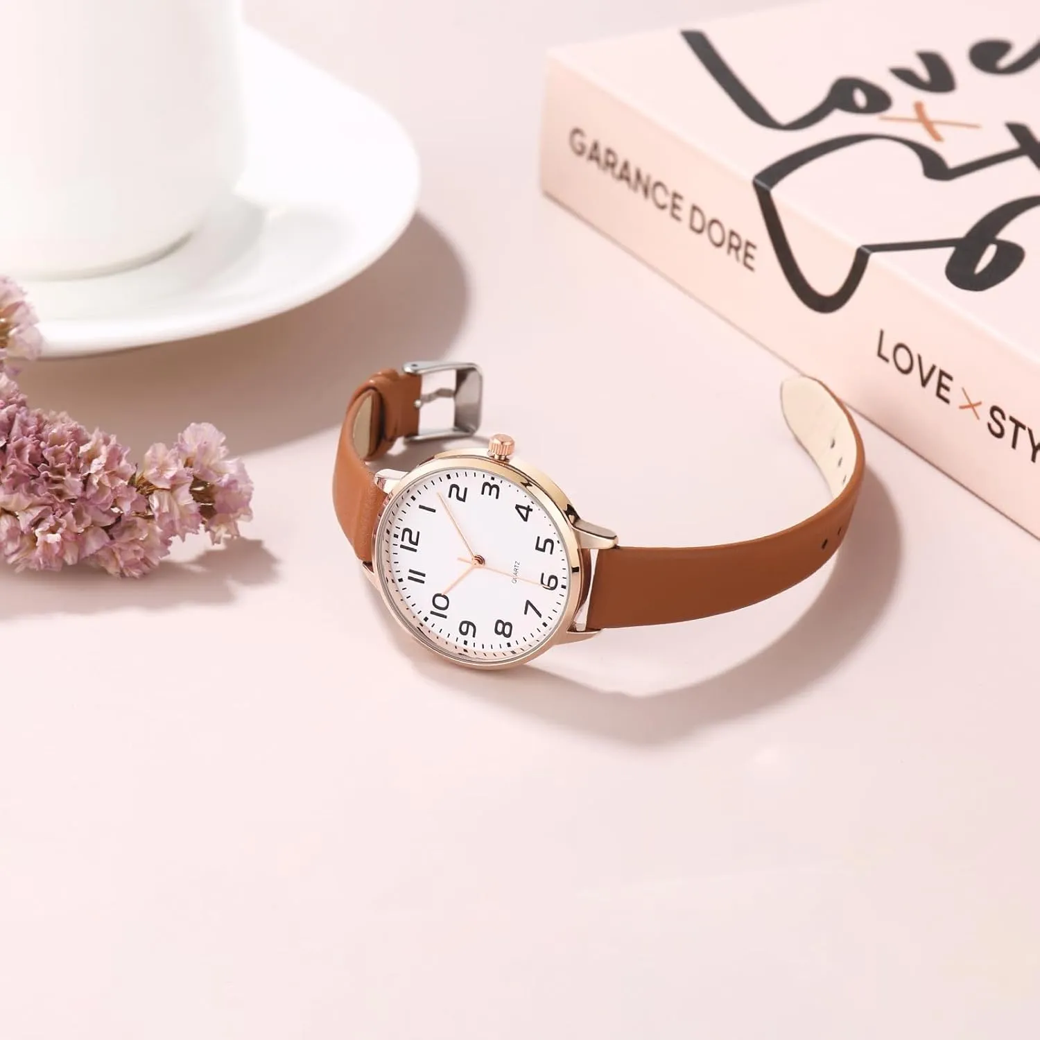 Women's Dainty Analog Leather Dress Watch for Small Wrists, Ladies Waterproof Watches for Women, Reloj para Mujer
