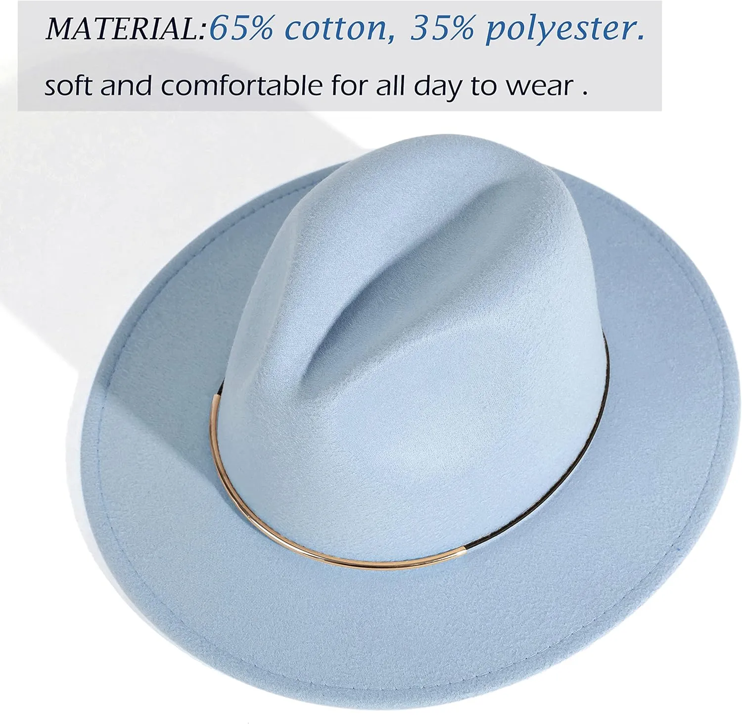 Womens Fedora Hats with Belt Buckle Wide Brim Panama Fedora Cap
