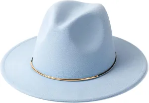 Womens Fedora Hats with Belt Buckle Wide Brim Panama Fedora Cap Womens Fedora Hats with Belt Buckle Wide Brim Panama Fedora Cap