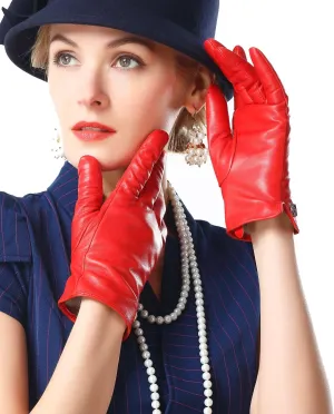 Women's Italian Leather Gloves Lambskin Winter Comfort Gloves (Touchscreen or Non-Touchscreen)