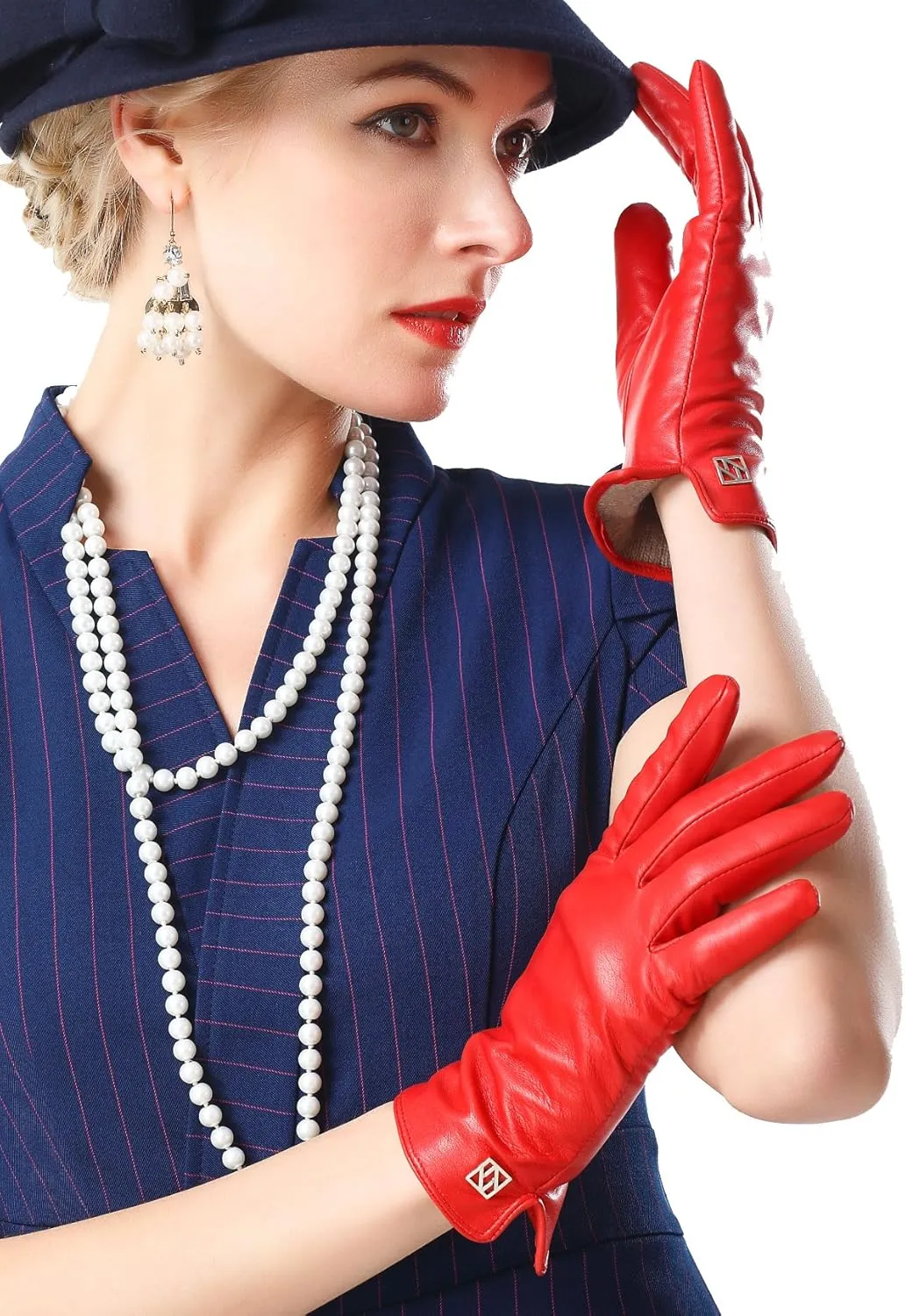 Women's Italian Leather Gloves Lambskin Winter Comfort Gloves (Touchscreen or Non-Touchscreen)