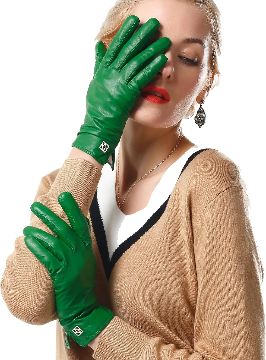 Women's Italian Leather Gloves Lambskin Winter Comfort Gloves (Touchscreen or Non-Touchscreen)