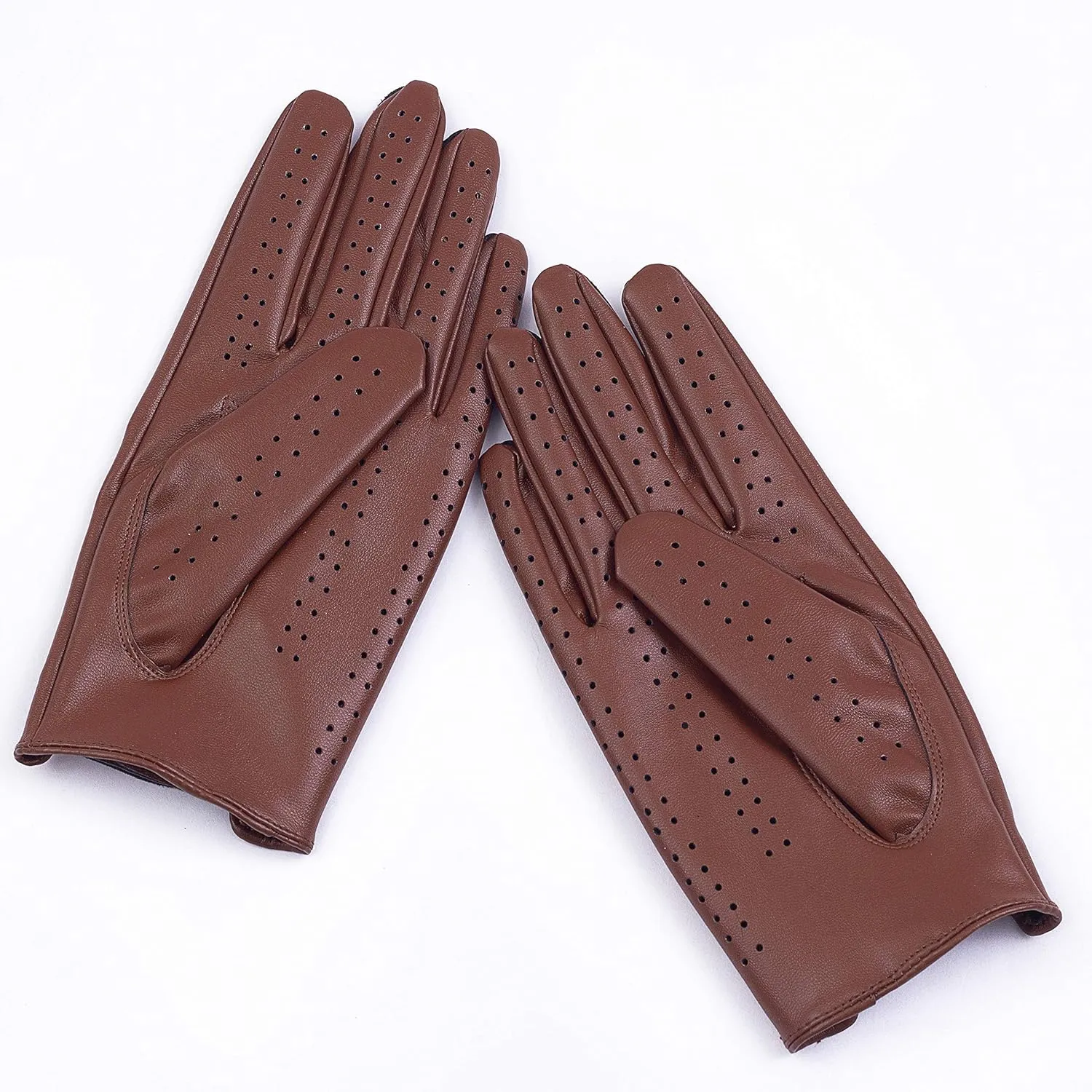 Women's Vegan Leather Full-finger Driving Touchscreen Gloves