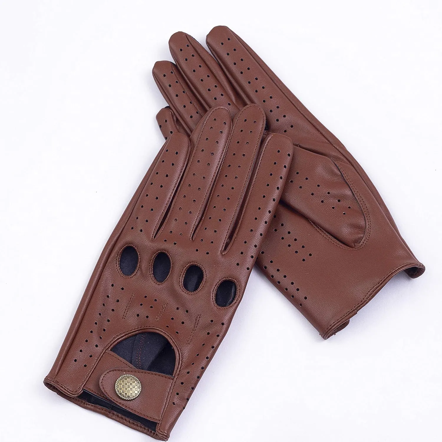 Women's Vegan Leather Full-finger Driving Touchscreen Gloves
