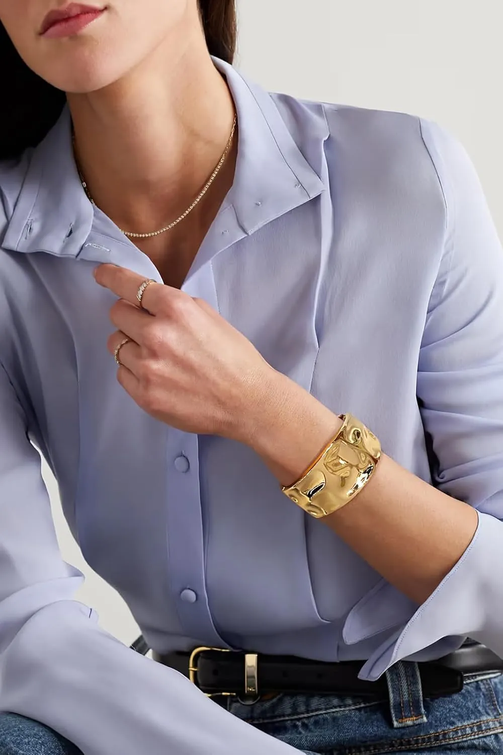 WOWORAMA Chunky Gold Bangle Bracelets for Women Thick Wide Hinged Cuff Bracelets Vintage Statement Gold Bracelet Twisted Hammered Wrist Arm Cuff Bracelets