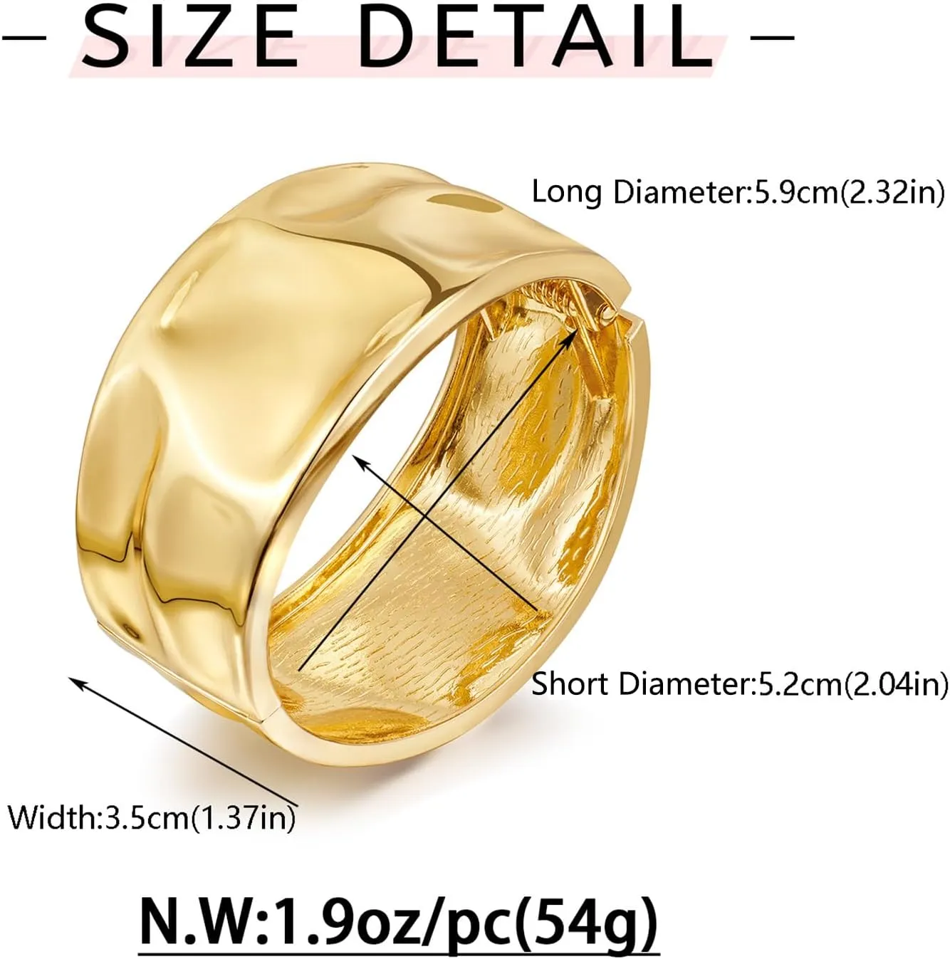 WOWORAMA Chunky Gold Bangle Bracelets for Women Thick Wide Hinged Cuff Bracelets Vintage Statement Gold Bracelet Twisted Hammered Wrist Arm Cuff Bracelets