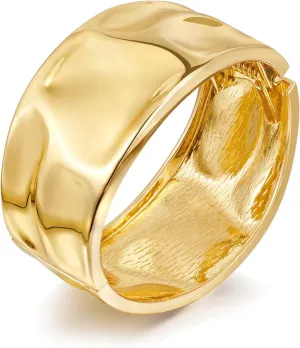 WOWORAMA Chunky Gold Bangle Bracelets for Women Thick Wide Hinged Cuff Bracelets Vintage Statement Gold Bracelet Twisted Hammered Wrist Arm Cuff Bracelets