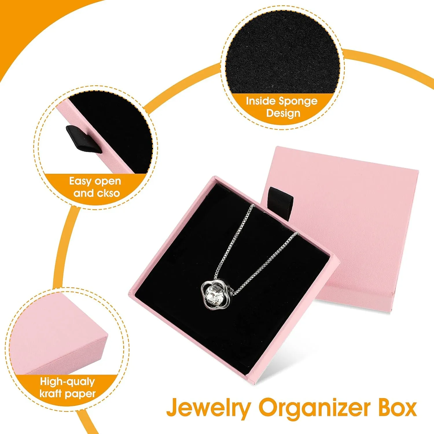 Yolev 2 Pack Jewelry Gift Boxes Cardboard Jewelry Boxes, 2.9x3.1x0.7Inch Small Gift Boxes for Bracelets Earrings Necklaces Jewelry Gift (Pink)