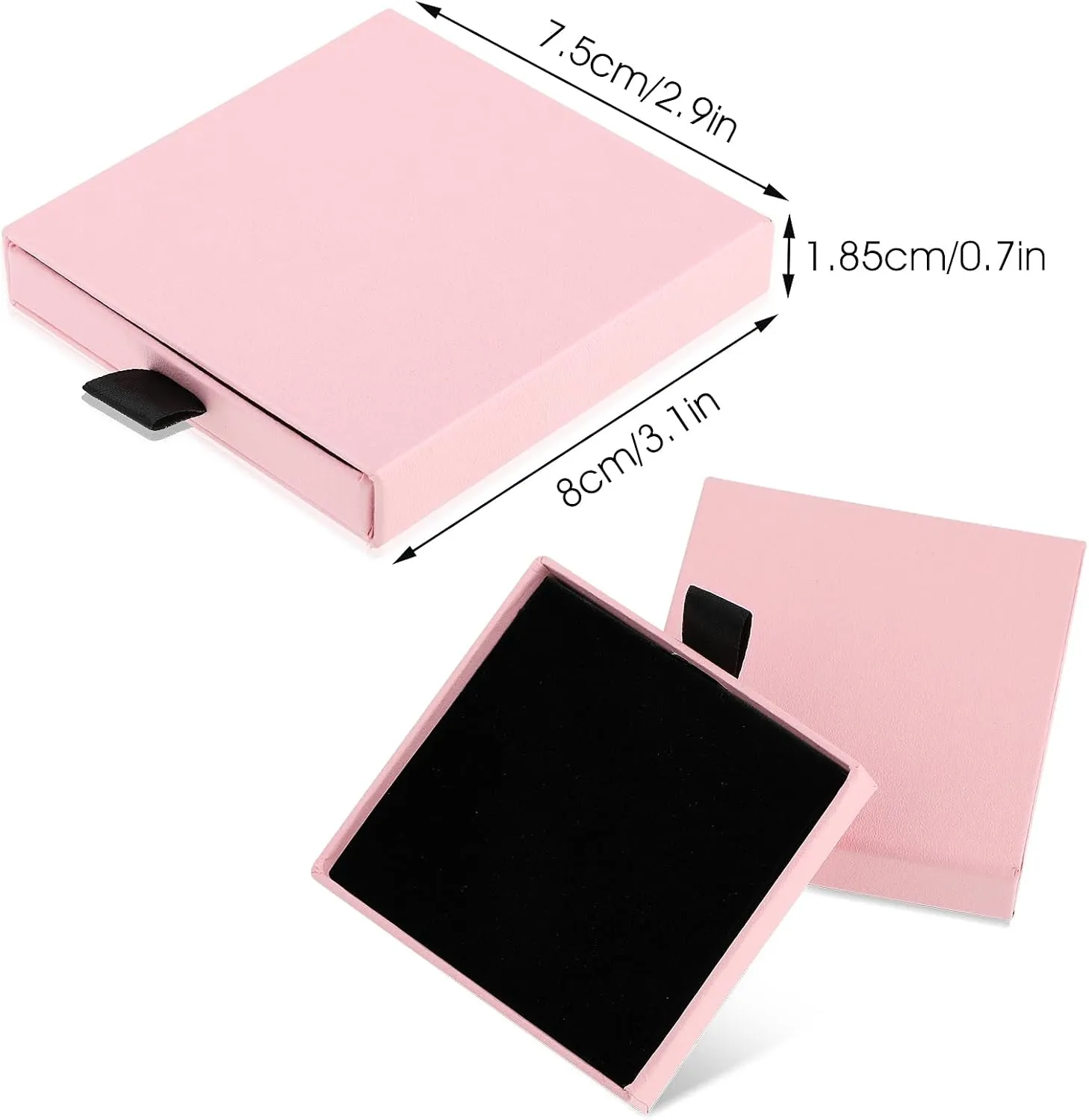 Yolev 2 Pack Jewelry Gift Boxes Cardboard Jewelry Boxes, 2.9x3.1x0.7Inch Small Gift Boxes for Bracelets Earrings Necklaces Jewelry Gift (Pink)