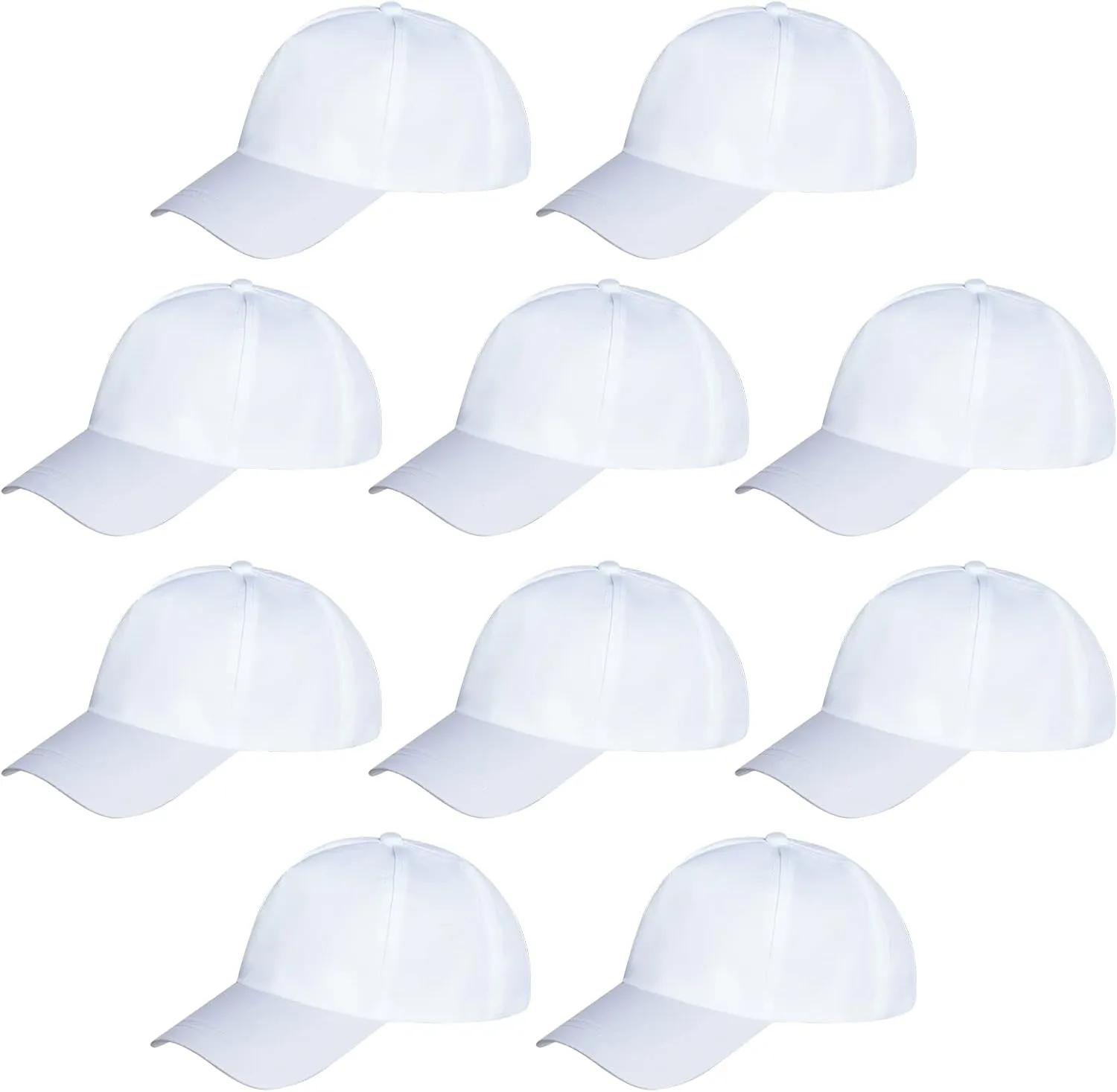 Yookat 10 Pieces White Baseball Caps - DIY Sun Hats for Kids