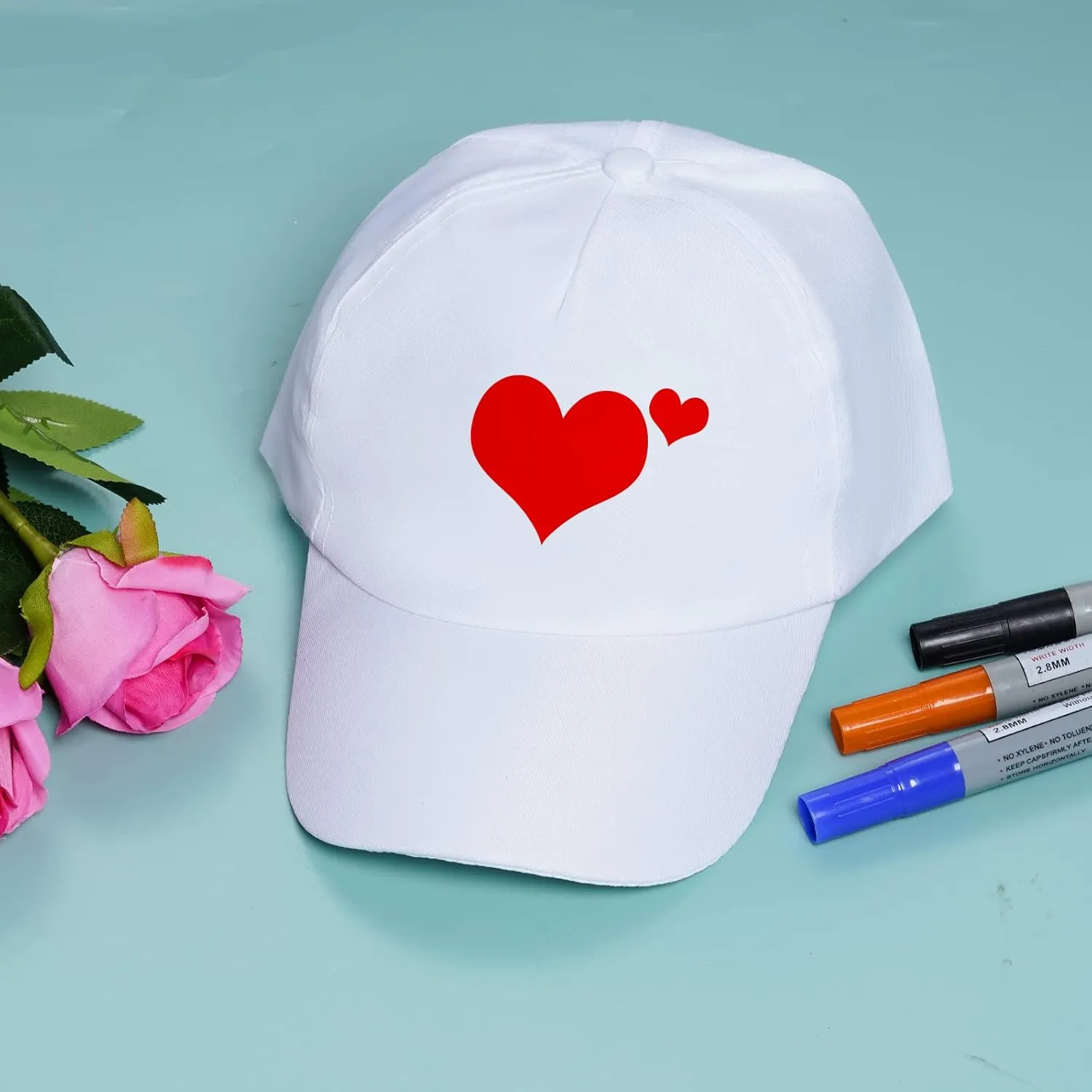 Yookat 10 Pieces White Baseball Caps - DIY Sun Hats for Kids