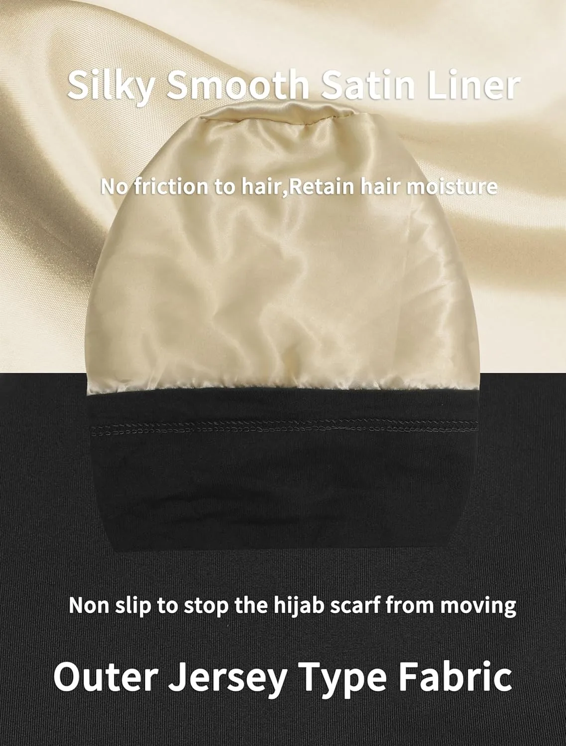ZLYC Satin Lined Hijab Cap for Women Tie Back Hijab Undercap Inner Underscarf Hat