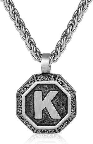 Zocomi Initial Necklace for Men Stainless Steel Letter A-Z Pendant Chain 20 2 Inches, Octagon Norse Viking Talisman Jewelry Gifts Zocomi Initial Necklace for Men Stainless Steel Letter A-Z Pendant Chain 20 2 Inches, Octagon Norse Viking Talisman Jewelry Gifts
